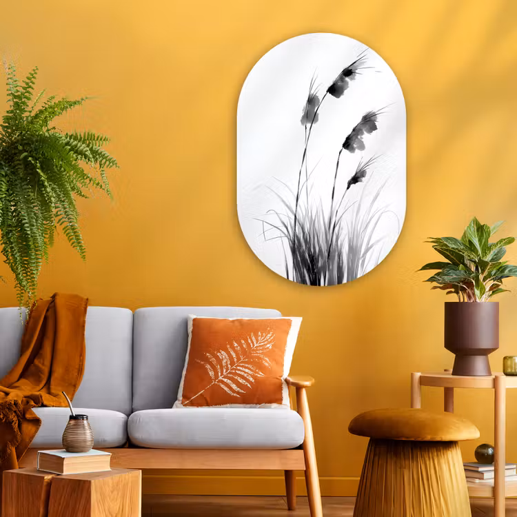 Minimalistisch - Stelen - Wit Wandcirkel Ovaal Glas middel -sfeer4