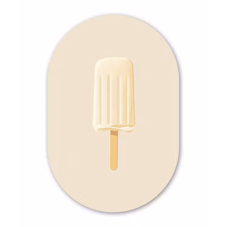 Minimalistisch - Waterijsje - Stokje - Beige Wandcirkel Ovaal Glas middel -3d