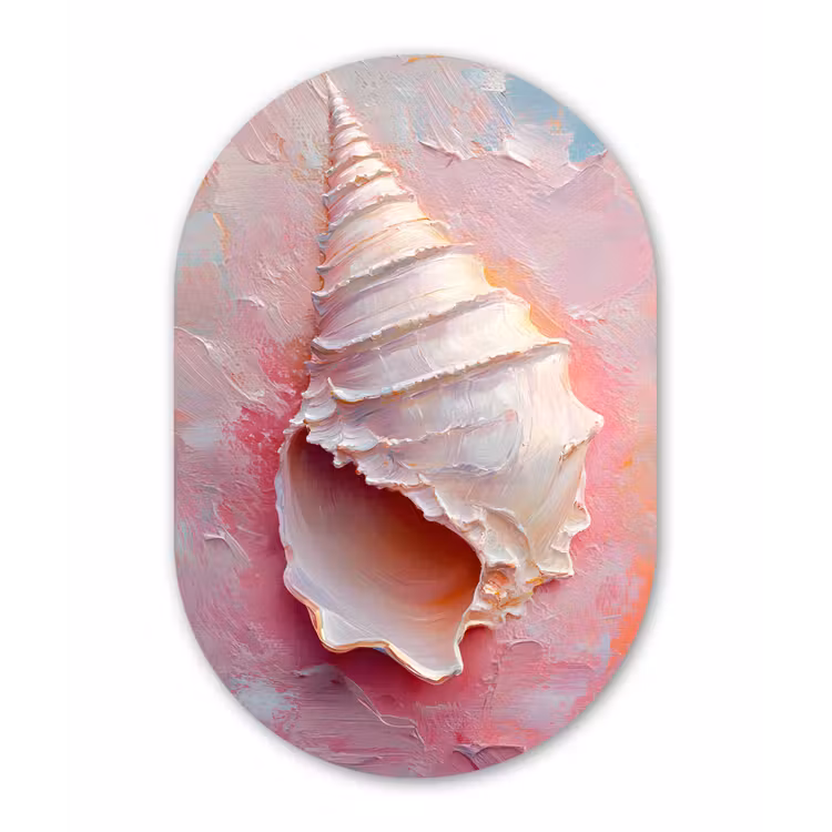 Schelp - Pastel - Pink Wandcirkel Ovaal Glas middel -3d