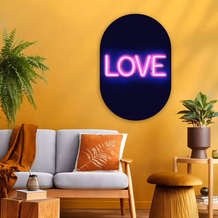 Neon - Love - Valentijn Wandcirkel Ovaal Glas middel -sfeer4