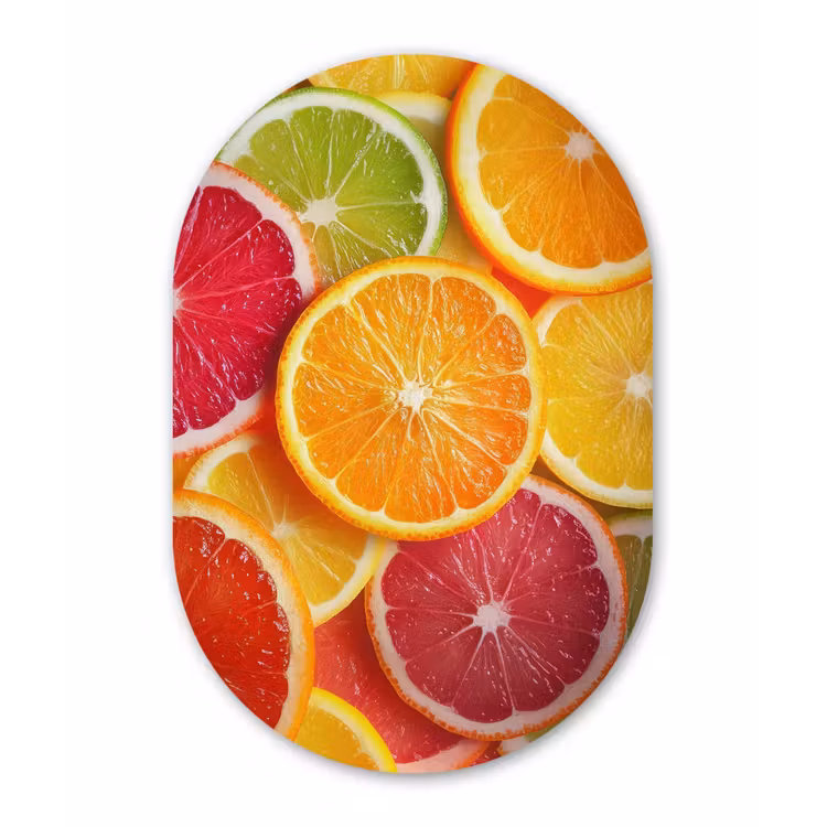 Fruit - Kleurrijk - Close up Wandcirkel Ovaal Glas middel -3d