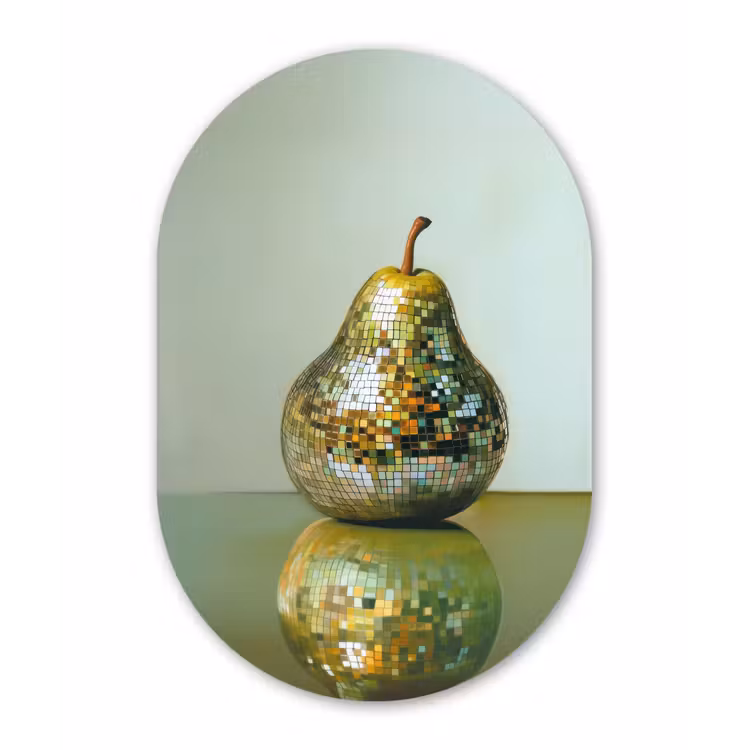 Fruit - Disco - Art - Glitter Wandcirkel Ovaal Glas middel -3d