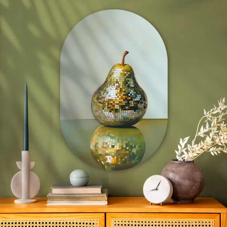 Fruit - Disco - Art - Glitter Wandcirkel Ovaal Glas middel -sfeer2