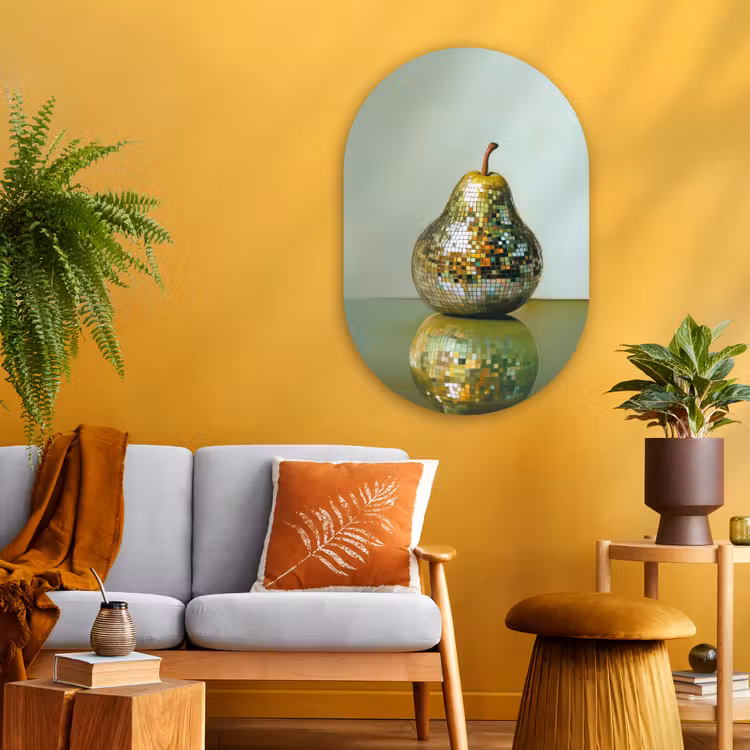 Fruit - Disco - Art - Glitter Wandcirkel Ovaal Glas middel -sfeer4