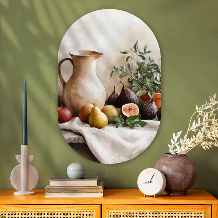 Fruit - Kruiden - Landelijk Wandcirkel Ovaal Glas middel -sfeer2