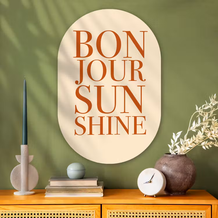 Oranje - Quote - Sun Wandcirkel Ovaal Glas middel -sfeer2