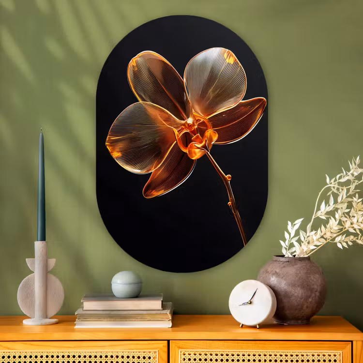 Orchidee - Doorzichtig - Bloem Wandcirkel Ovaal Glas middel -sfeer2