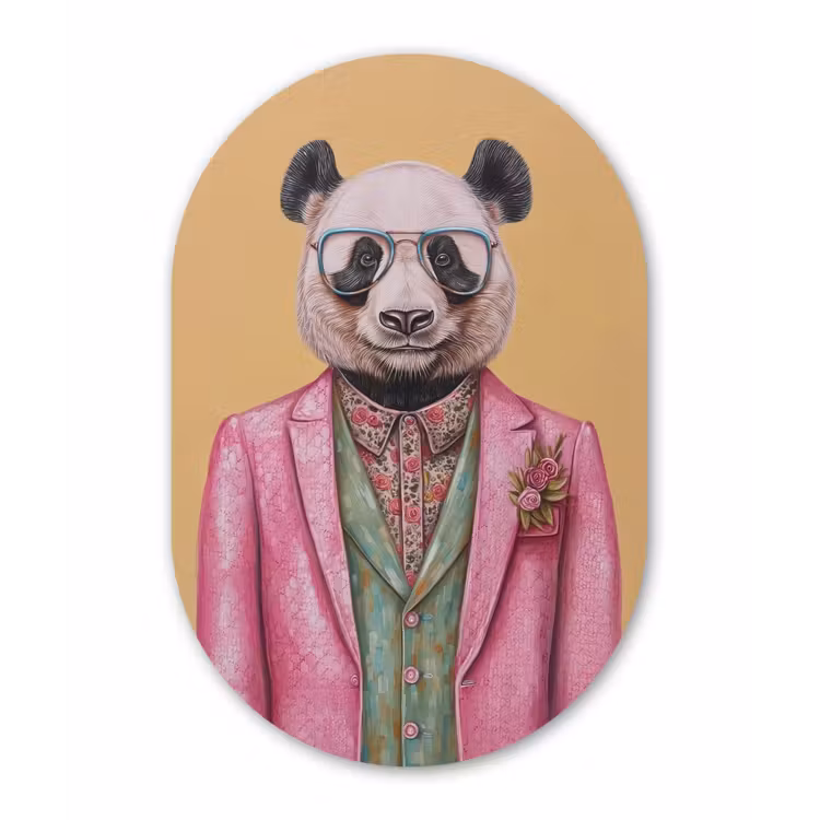 Panda - Pak - Zonnebril - Blauw Wandcirkel Ovaal Glas middel -3d