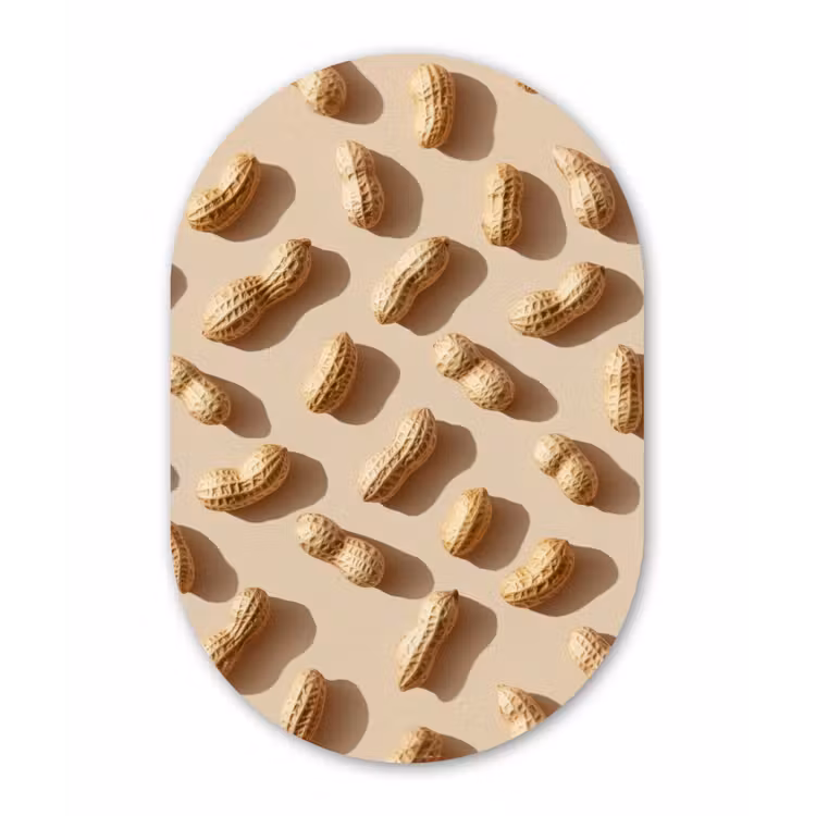Pinda's - Patroon - Beige Wandcirkel Ovaal Glas middel -3d