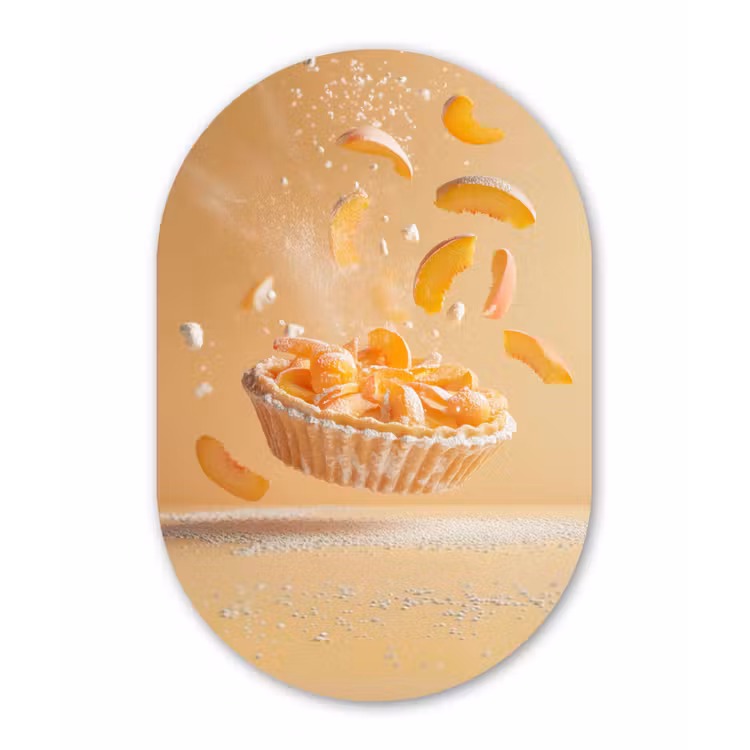 Peach - Eten - Taart - Oranje Wandcirkel Ovaal Glas middel -3d