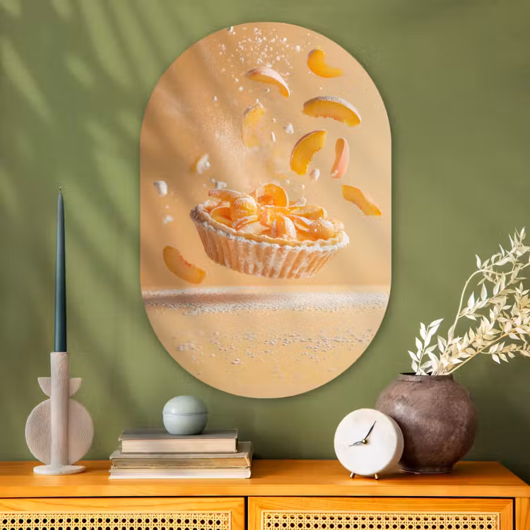 Peach - Eten - Taart - Oranje Wandcirkel Ovaal Glas middel -sfeer2