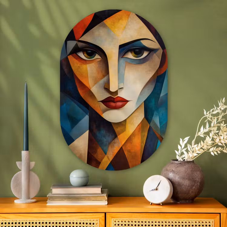 Portret - Abstract - Vormen Wandcirkel Ovaal Glas middel -sfeer2