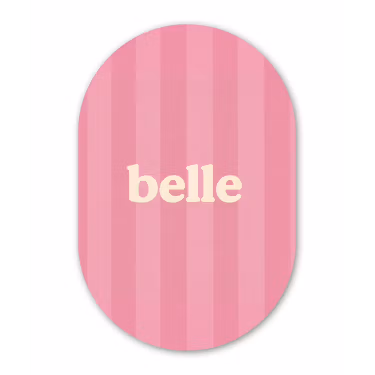 Roze - Gestreept - Belle Wandcirkel Ovaal Glas middel -3d