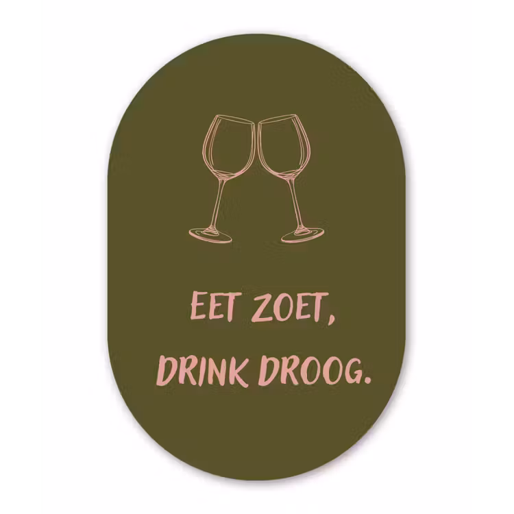 Roze - Groen - Wijn - Quote Wandcirkel Ovaal Glas middel -3d