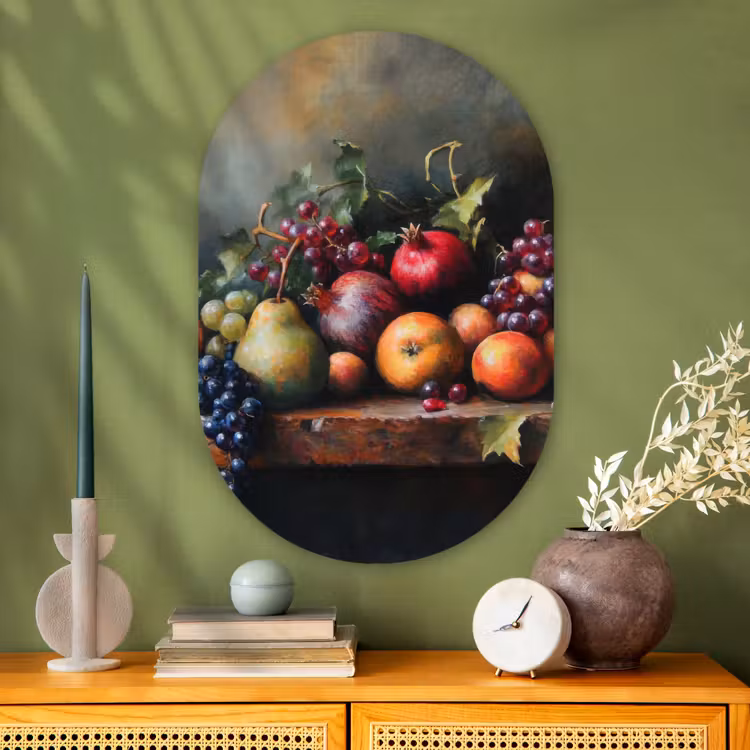 Rustiek - Stilleven - Fruit Wandcirkel Ovaal Glas middel -sfeer2