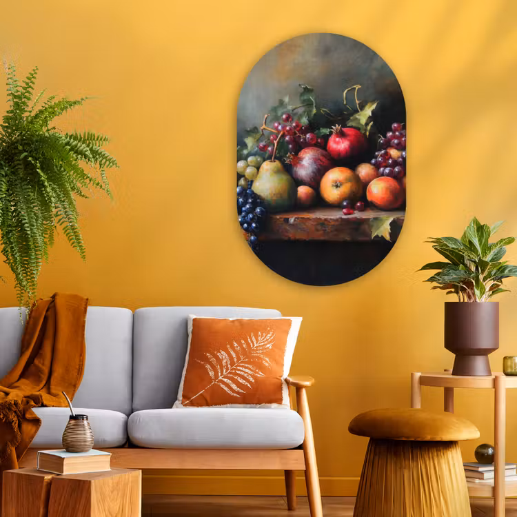 Rustiek - Stilleven - Fruit Wandcirkel Ovaal Glas middel -sfeer4
