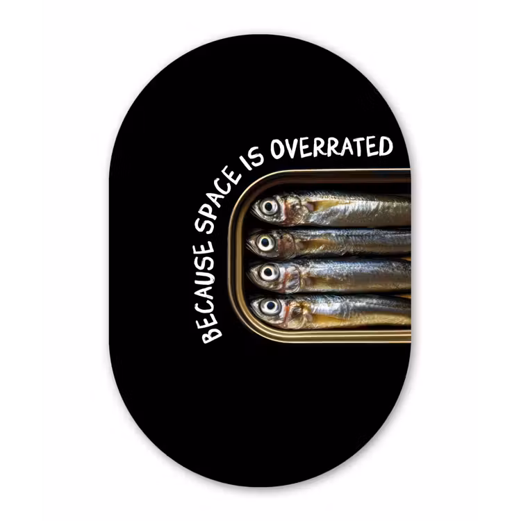 Sardines - Tekst - Vis - Blik Wandcirkel Ovaal Glas middel -3d