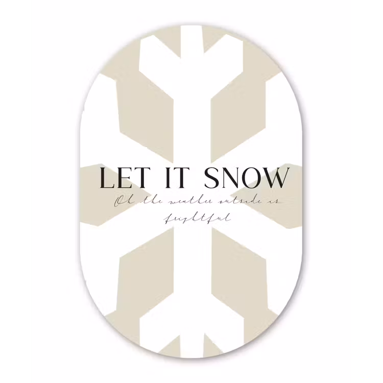 Sneeuw - Japandi - Winter - Decoratie Wandcirkel Ovaal Glas middel -3d