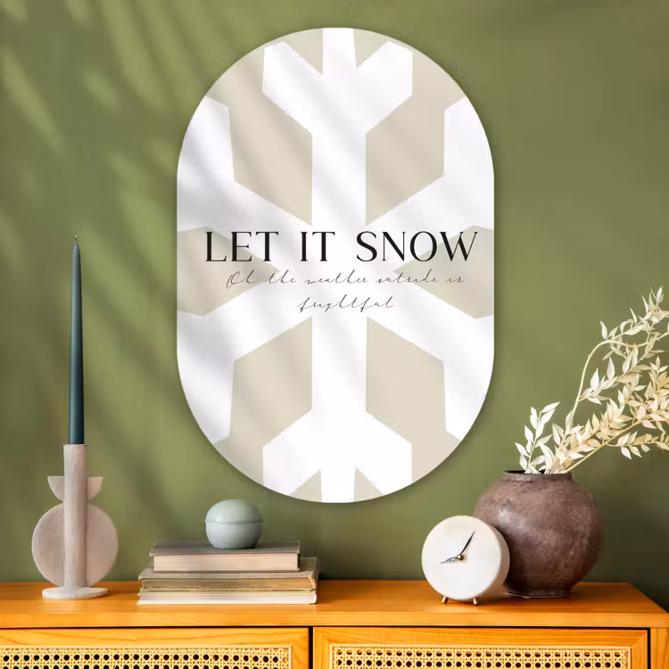 Sneeuw - Japandi - Winter - Decoratie Wandcirkel Ovaal Glas middel -sfeer2