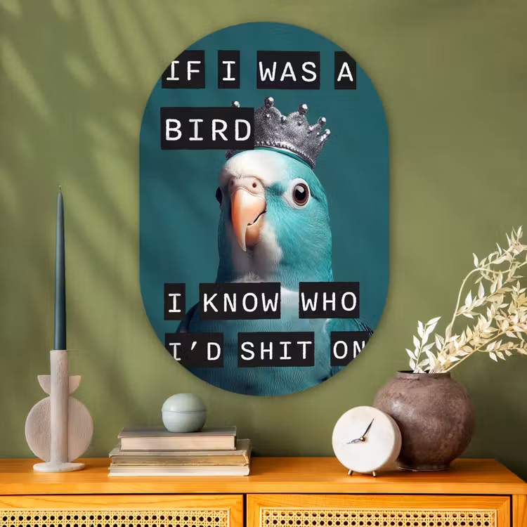 Parkiet - Turquoise - Quotes - Decoratie Wandcirkel Ovaal Glas middel -sfeer2