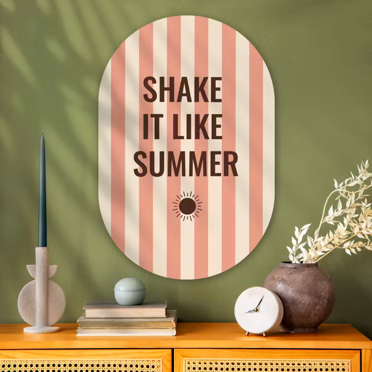 Zomer - Quote - Strepen Wandcirkel Ovaal Glas middel -sfeer2