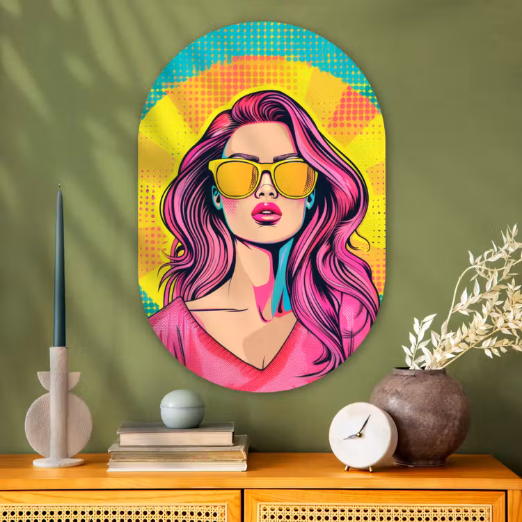 Zonnebril - Vrouw - Zonnig - Geel Wandcirkel Ovaal Glas middel -sfeer2