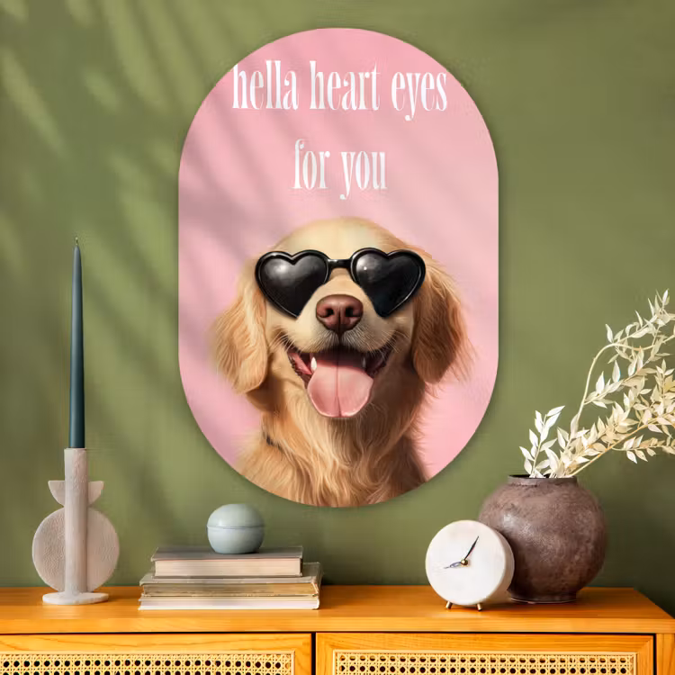 Zonnebril - Hartjes - Hond - Valentijn Wandcirkel Ovaal Glas middel -sfeer2