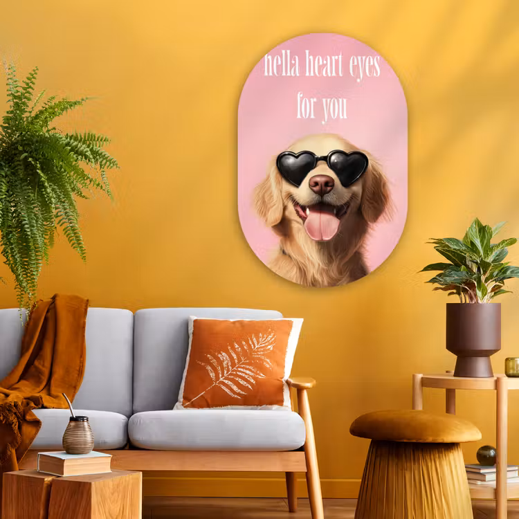 Zonnebril - Hartjes - Hond - Valentijn Wandcirkel Ovaal Glas middel -sfeer4