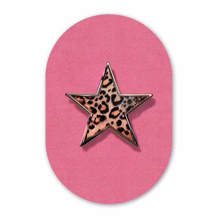 Ster - Luipaard - Print - Roze Wandcirkel Ovaal Glas middel -3d