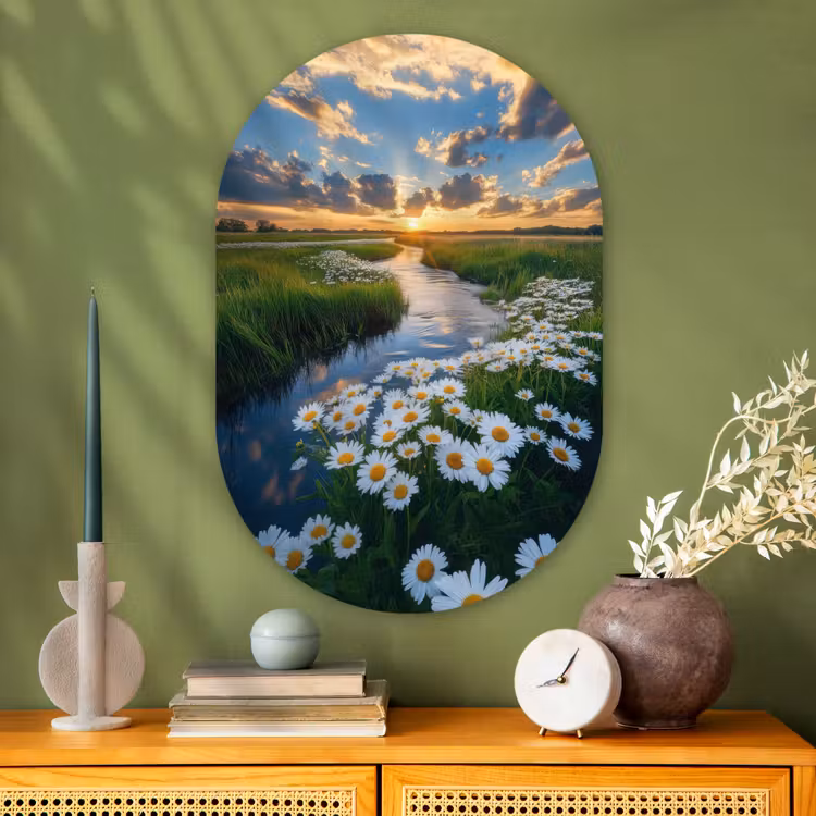 Beekje - Landschap - Margriet Wandcirkel Ovaal Glas middel -sfeer2