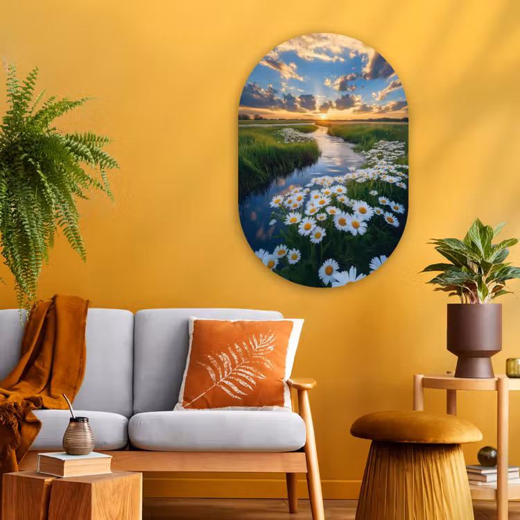 Beekje - Landschap - Margriet Wandcirkel Ovaal Glas middel -sfeer4