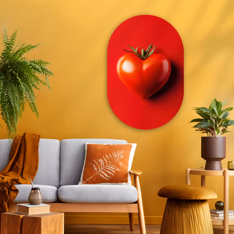 Tomaat - Rood - Hart Wandcirkel Ovaal Glas middel -sfeer4