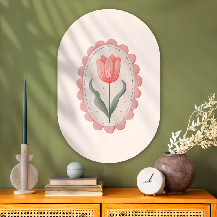 Tulp - Lijst - Ovaal - Illustratie Wandcirkel Ovaal Glas middel -sfeer2
