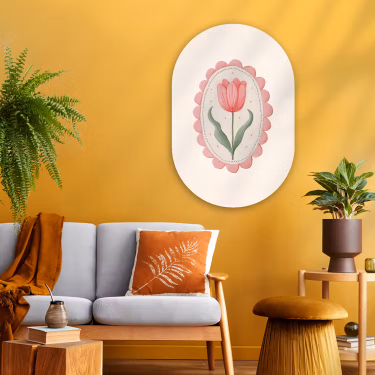 Tulp - Lijst - Ovaal - Illustratie Wandcirkel Ovaal Glas middel -sfeer4