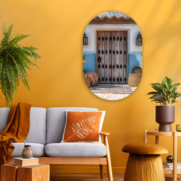 Deur - Manden - Planten Wandcirkel Ovaal Glas middel -sfeer4