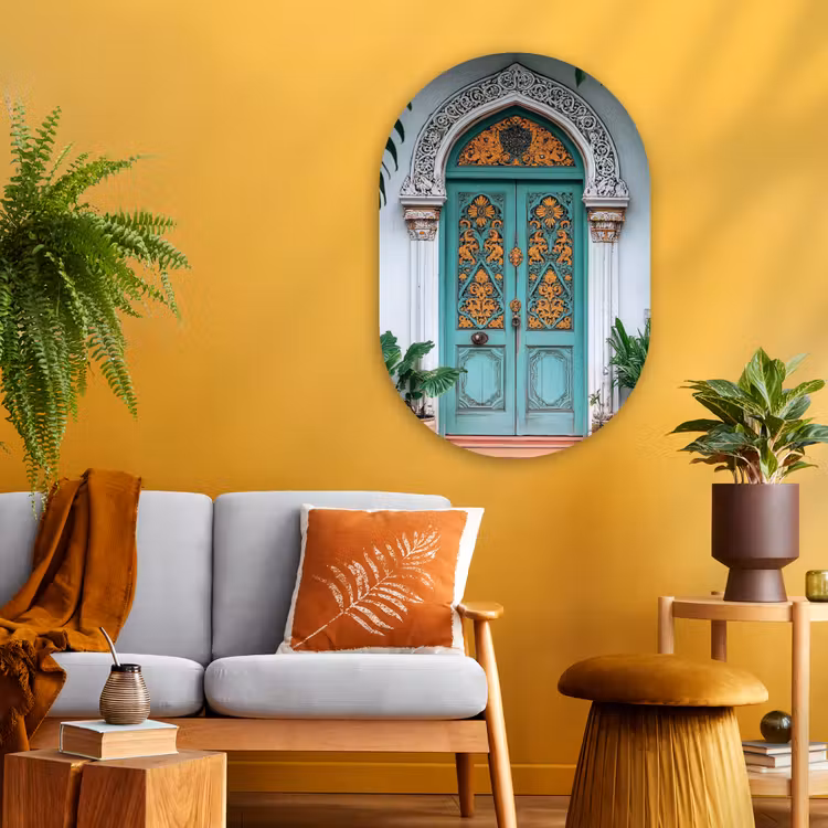 Deur - Patronen - Planten Wandcirkel Ovaal Glas middel -sfeer4