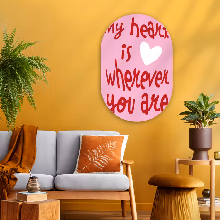 Valentijn - Hart - Liefde - Roze Wandcirkel Ovaal Glas middel -sfeer4
