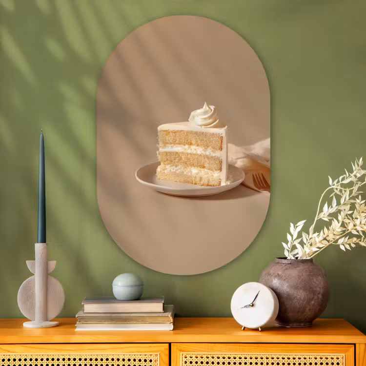 Vanilletaart - Cake - Romig Wandcirkel Ovaal Glas middel -sfeer2