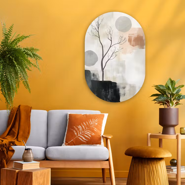 Wabi sabi - Beige - Plant Wandcirkel Ovaal Glas middel -sfeer4