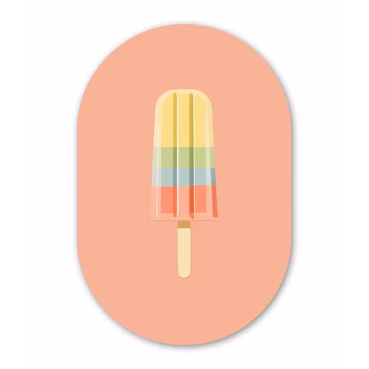 Waterijsje - Pasteltinten - Minimalistisch Wandcirkel Ovaal Glas middel -3d