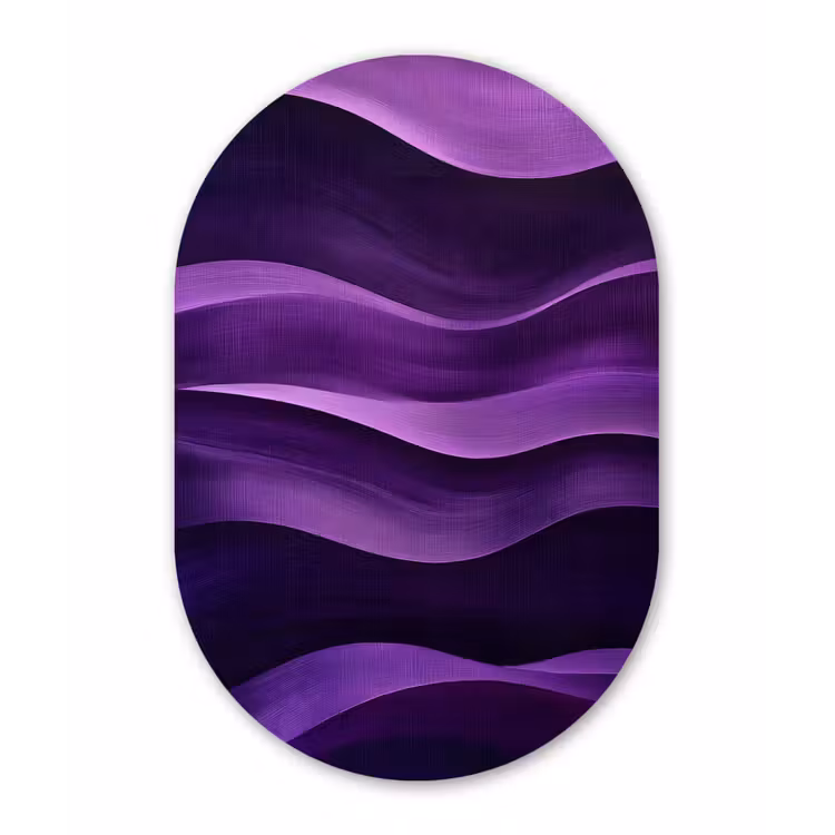 Golven - Abstract - Paars Wandcirkel Ovaal Glas middel -3d