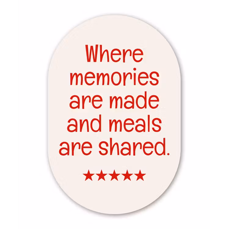 Quote - Sterren - Rood - Memories Wandcirkel Ovaal Glas middel -3d