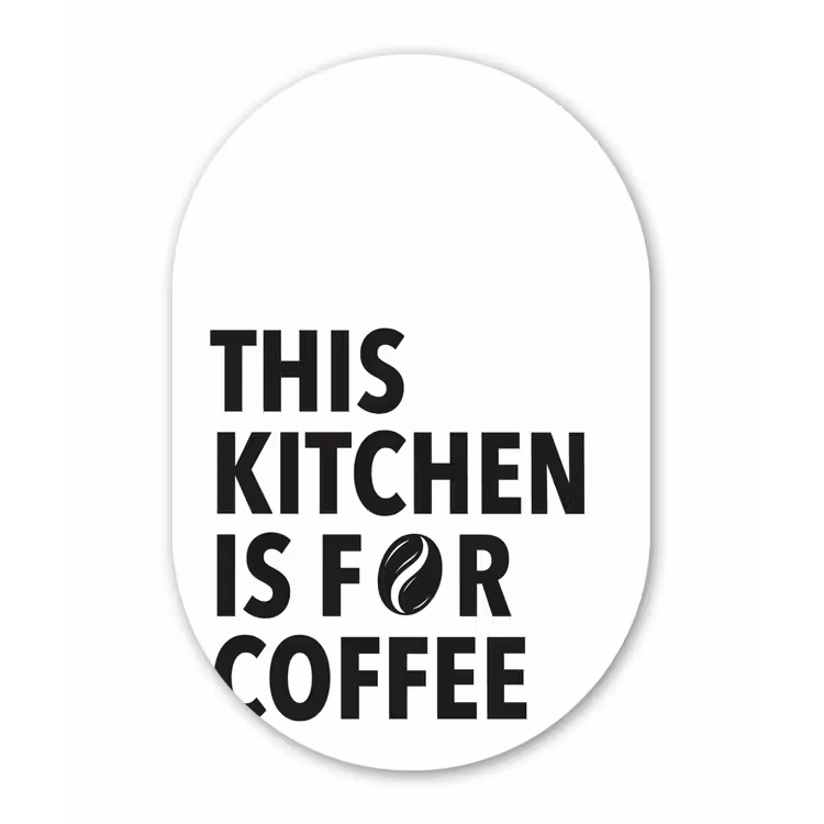 Quotes - Koffie - Bonen - Modern Wandcirkel Ovaal Glas middel -3d