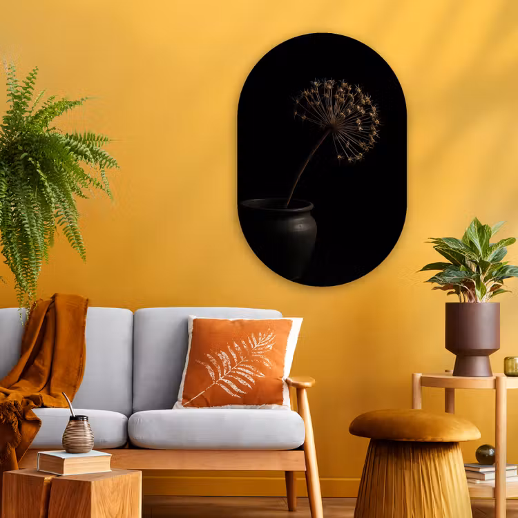 Bol - Gedroogd - Vaas - Zwart Wandcirkel Ovaal Glas middel -sfeer4