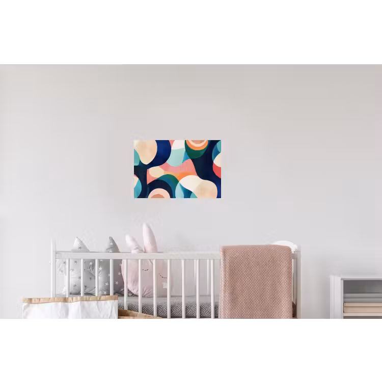 Abstract - Blauw - Roze Muursticker klein -kinderkamer