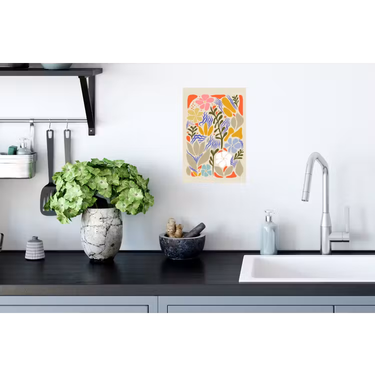 Abstract - Bloemen - Bladeren Muursticker klein -keuken