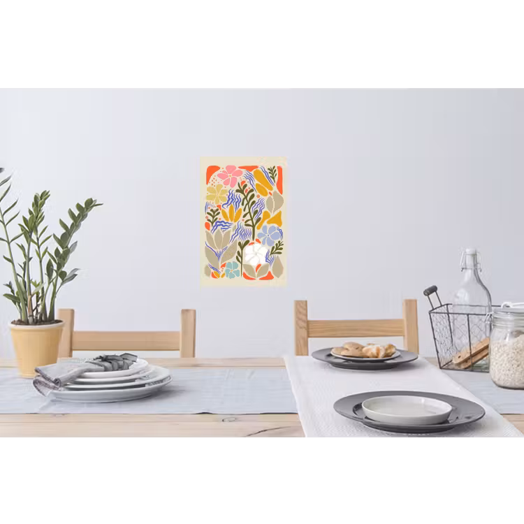 Abstract - Bloemen - Bladeren Muursticker klein -eettafel