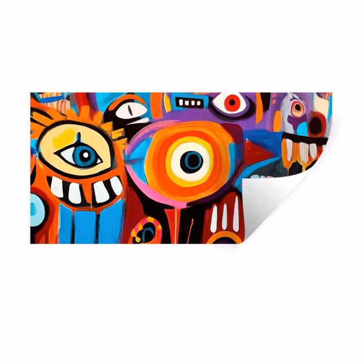 Abstract - Gezicht - Kleurrijk Muursticker klein -3d