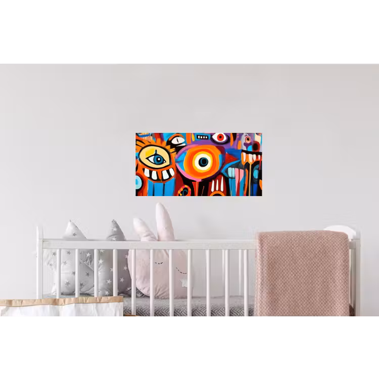 Abstract - Gezicht - Kleurrijk Muursticker klein -kinderkamer
