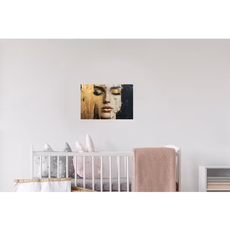 Abstract - Goud - Gezicht - Lippen Muursticker klein -kinderkamer